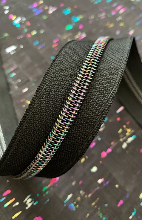 Zipper Tape with Irridescent Teeth from Sassafrass Design