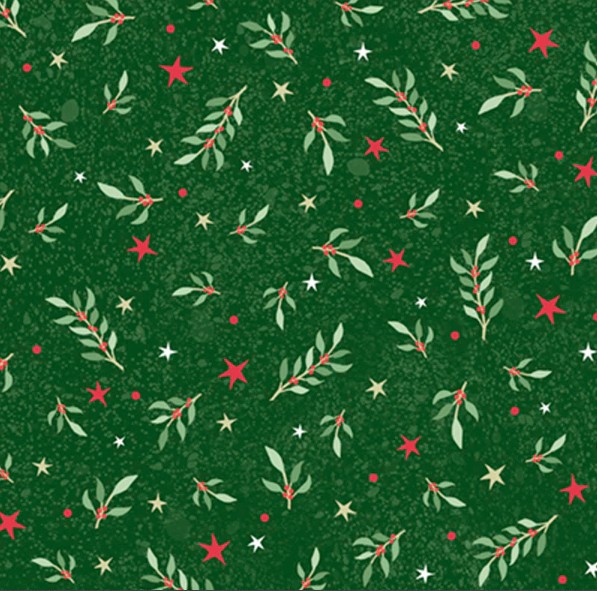 Believe Tossed Sprigs and Stars Green by Sarah Summers for P&B Textiles