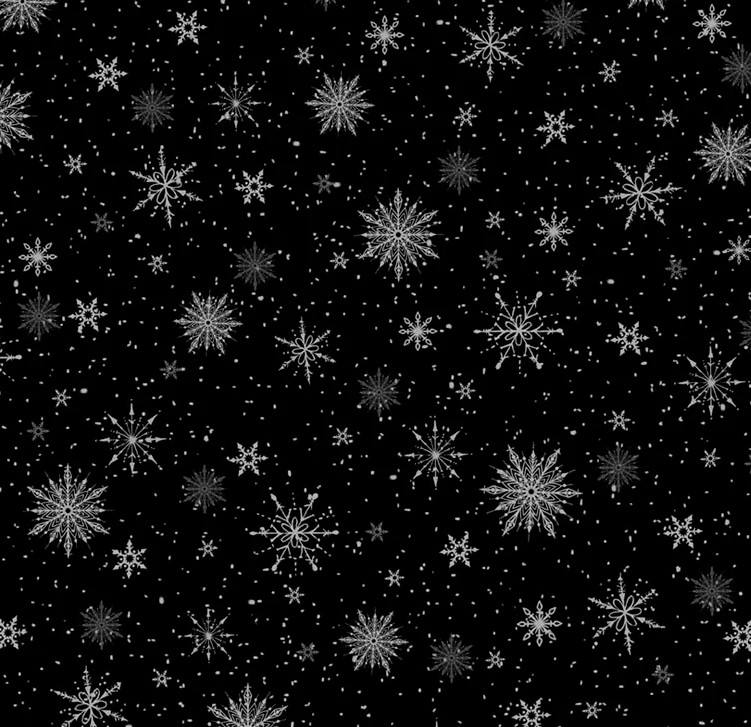 Believe Snowflake Allover Black by Sarah Summers for P&B Textiles