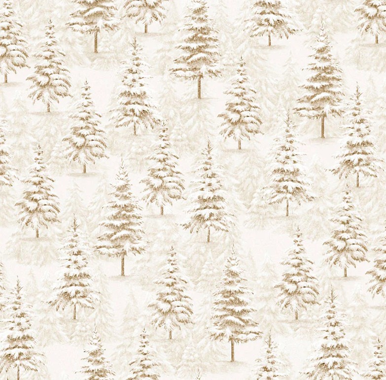 Believe Packed Trees White by Sarah Summers for P&B Textiles
