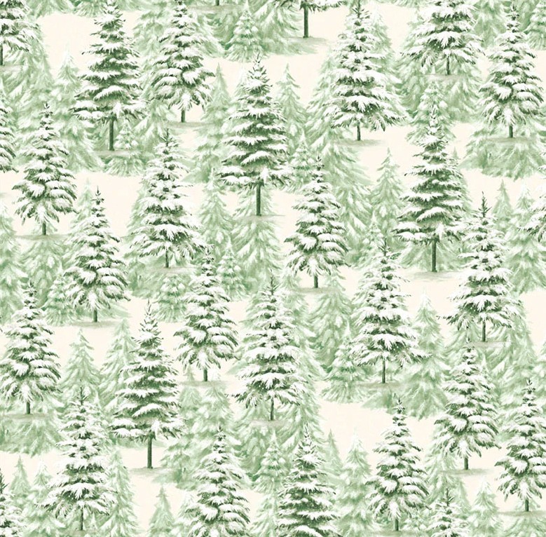 Believe Packed Trees Green by Sarah Summers for P&B Textiles