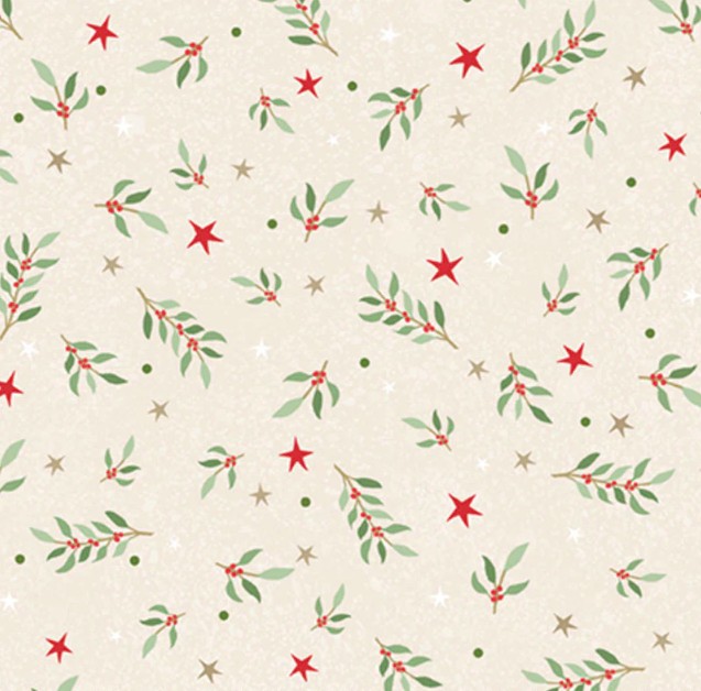 Believe Tossed Sprigs and Stars Cream by Sarah Summers for P&B Textiles