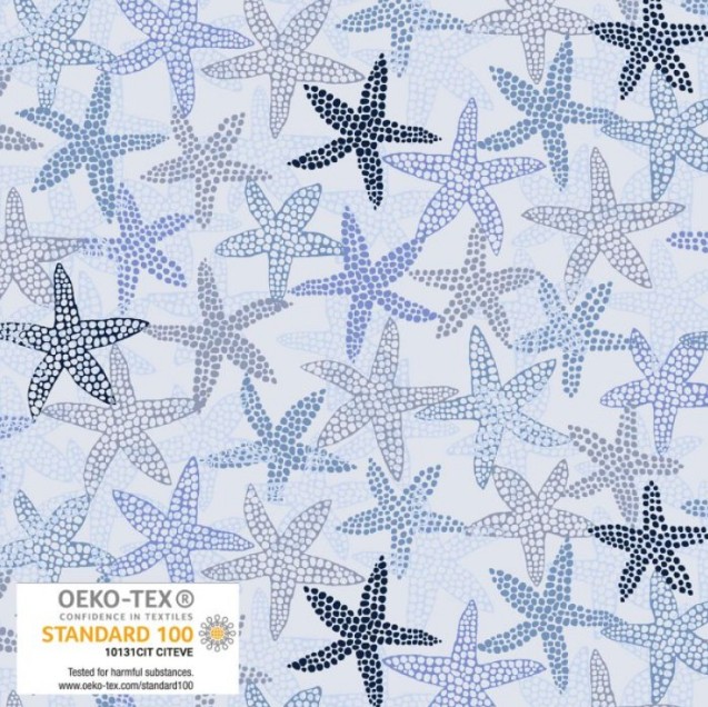 Saltwater Waves Starfish Blue by Stof for Blank Quilting