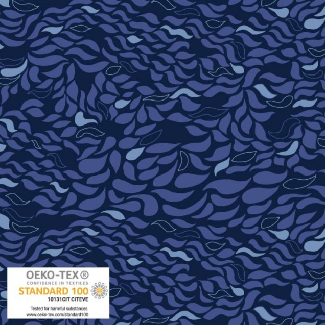 Saltwater Waves Wave Currents Blue by Stof for Blank Quilting