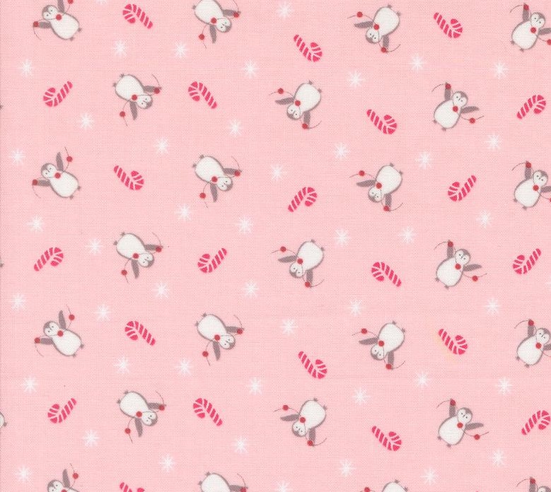 A Very Sweet Christmas Penguin Party Pink by Bunny Hill Designs for Moda Fabrics
