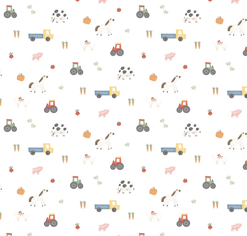 Quack Quack Moo Mini Farm White by Emily Wenk for Northcott Fabrics