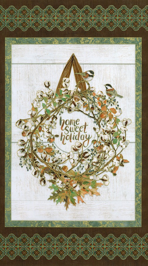 Warm Welcome Home Sweet Holiday Panel by Lynnea Washburn for Robert Kaufman