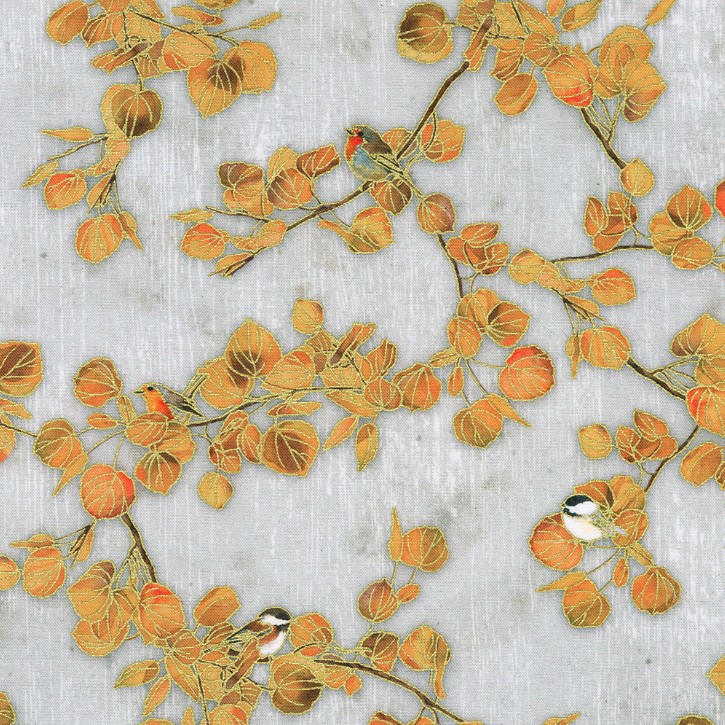 Warm Welcome Branches Pewter by Lynnea Washburn for Robert Kaufman