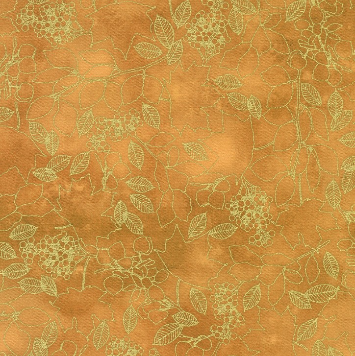 Warm Welcome Leaves Amber by Lynnea Washburn for Robert Kaufman