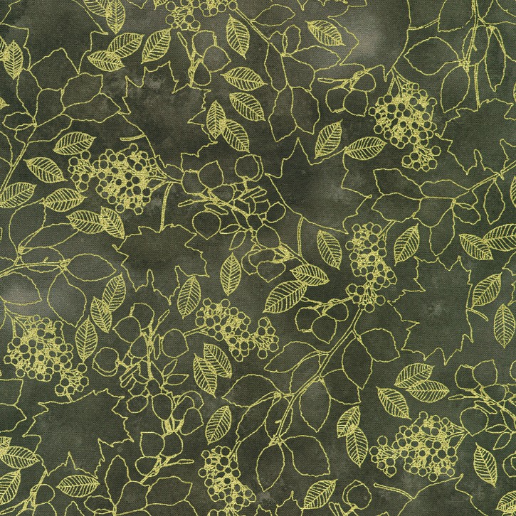 Warm Welcome Leaves Graphite by Lynnea Washburn for Robert Kaufman