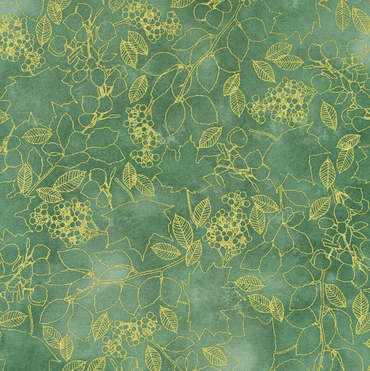 Warm Welcome Leaves Eucalyptus by Lynnea Washburn for Robert Kaufman
