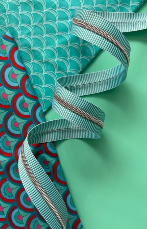 Teal Stripe Zipper Tape from Sassafras Lane Designs