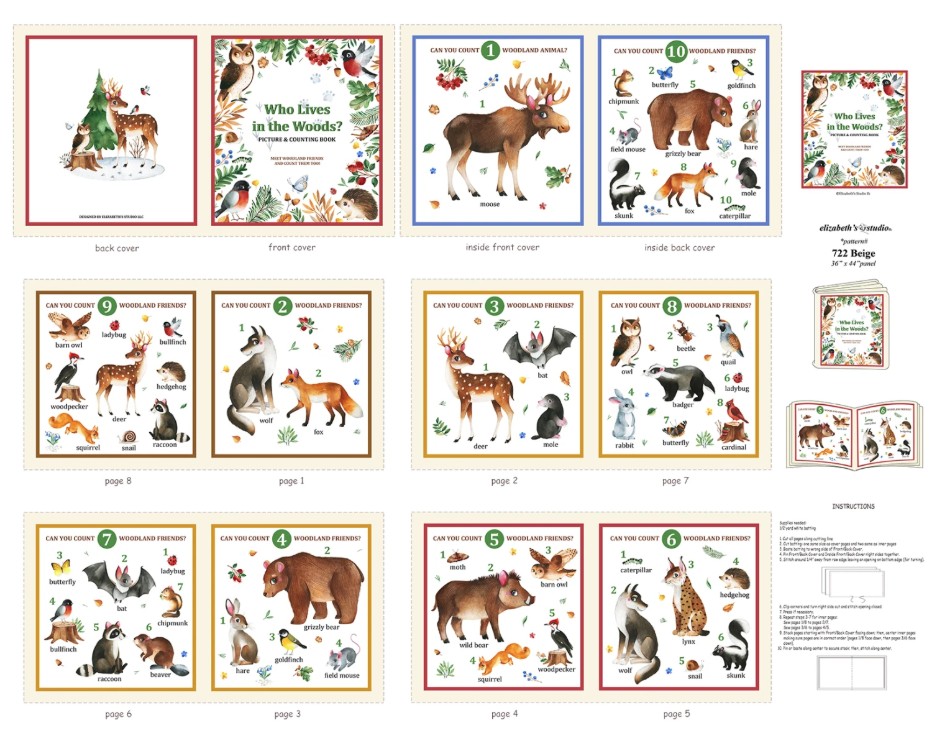 Who Lives in the Woods Soft Book Panel from Elizabeth Studios