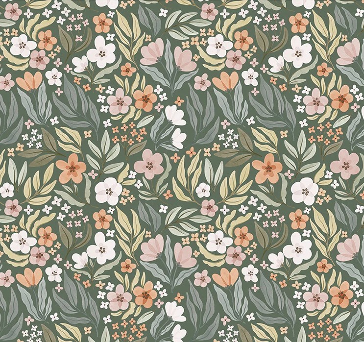 Petal and Purr Floral Garden Sage by Whistler Studios for Windham Fabrics