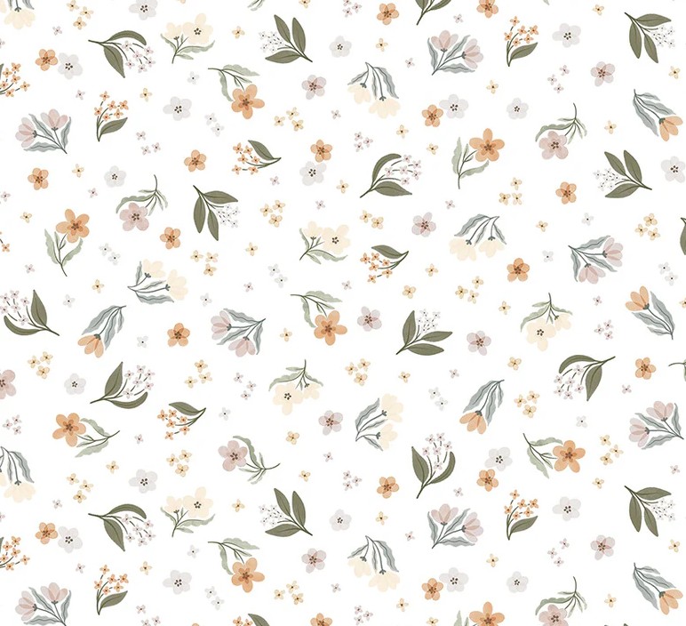 Petal and Purr Petal Pickings White by Whistler Studios for Windham Fabrics