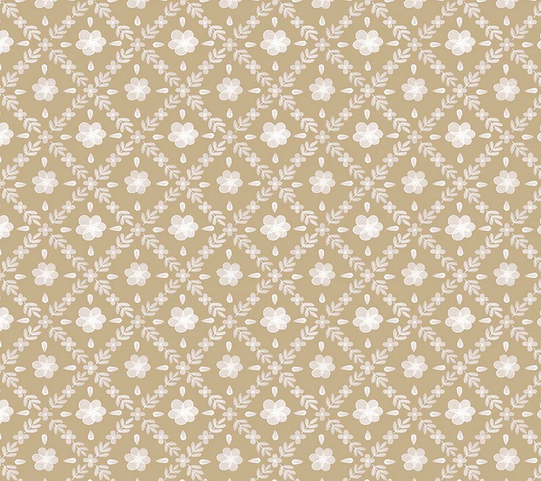 Petal and Purr Garden Lattice Taupe by Whistler Studios for Windham Fabrics