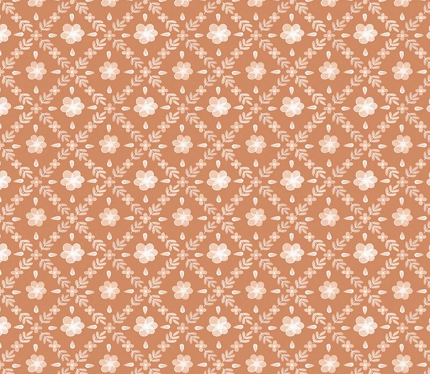 Petal and Purr Garden Lattice Rust by Whistler Studios for Windham Fabrics