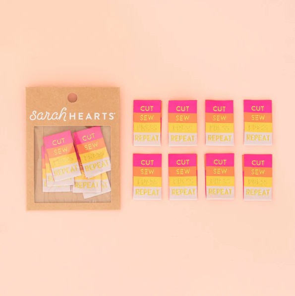Cut Sew Press Repeat Tied with a Ribbon Woven Labels from Sarah Hearts