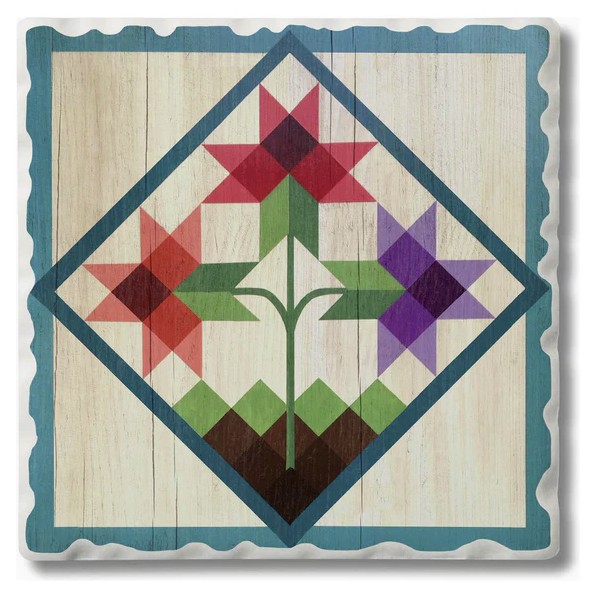 Barn Quilts Tulip Trio Square Absorbent Stone Coaster