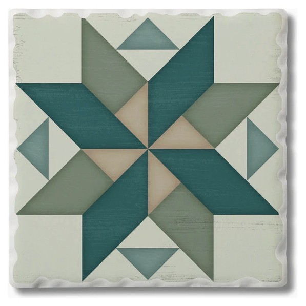 Barn Quilts Spinning Pinwheel Absorbent Stone Coaster