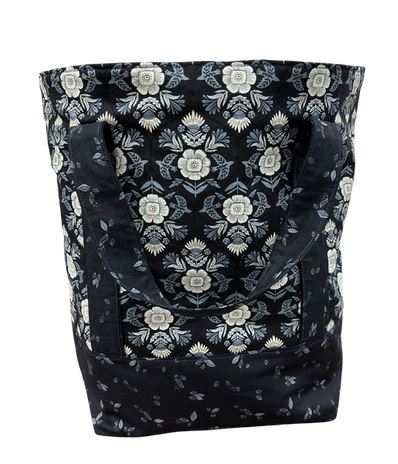 Navy Damask Grocery Bag