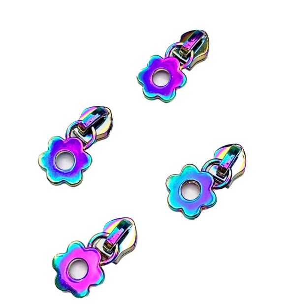 Iridescent Flower Zipper Pulls from Sassafras Lane Designs