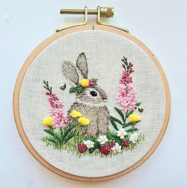 Berry Patch Bunny Embroidery Kit from Jessica Long Embroidery