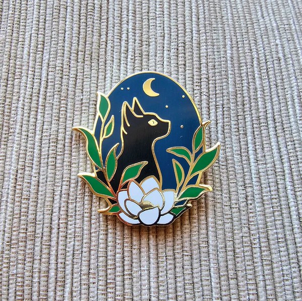 Stargazer Cat Enamel Needle Minder from Jessica Long Embroidery