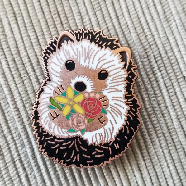 Hedgehog Enamel Needle Minder from Jessica Long Embroidery