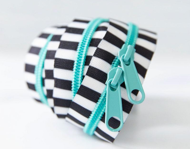 Black and White Striped Zipper, Caribbean Zipper from Stitch Supply Co