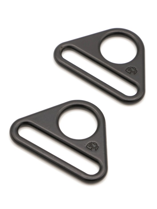 Triangle Ring Flat 1-1/2in Black Metal Set of Two