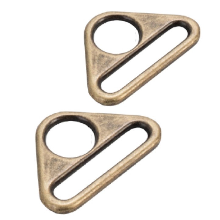 Triangle Ring Flat 1in Antique Brass Set of Two