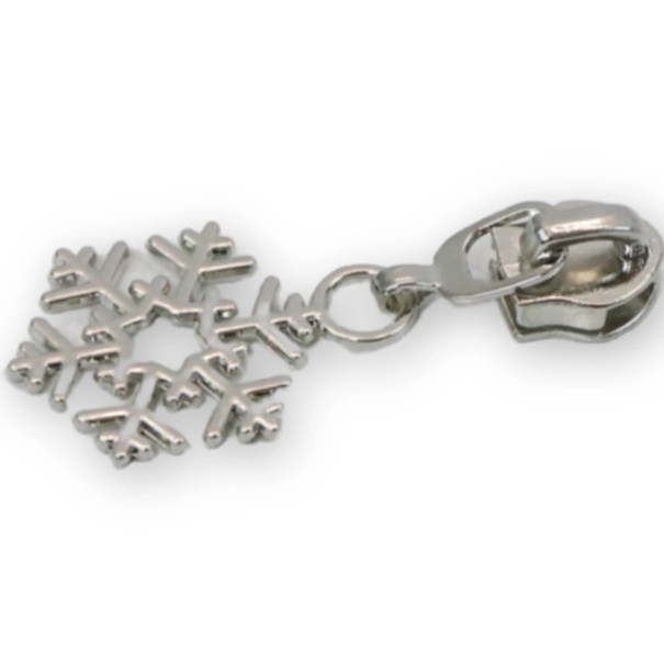 Snowflake Zipper Pulls in Nickle from Sallie Tomato