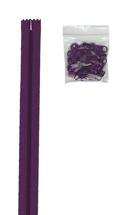 Four Yards of 16mm #4.5 Zipper Chain with Extra-Large Coordinated Tahiti Zipper Pulls