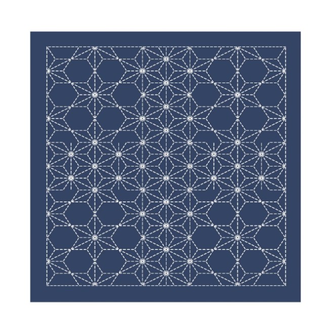 Sashiko Sampler Traditional Design Asa-no-ha Navy