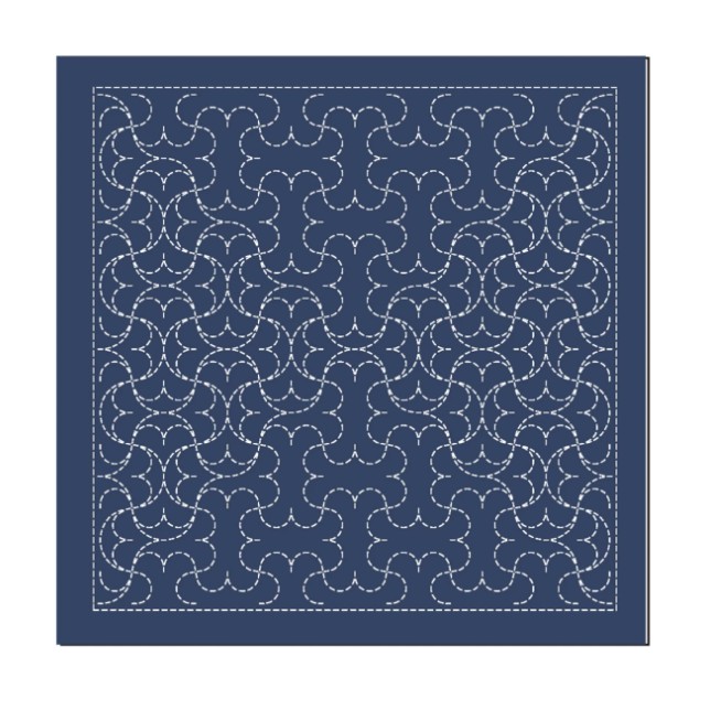 Sashiko Sampler Traditional Design Hanmaru-tsunagi Navy