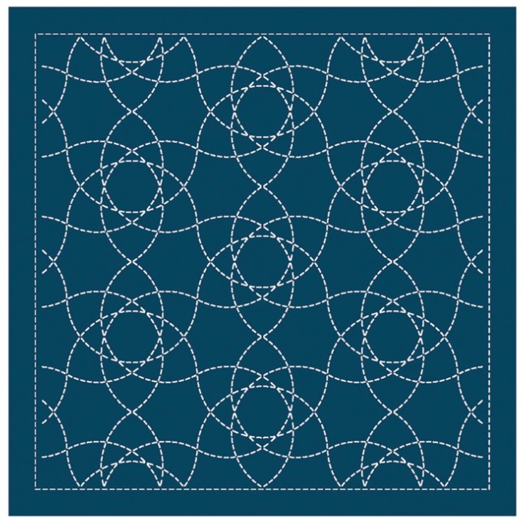 Sashiko Sampler Traditional Design Onoe-Gasane Navy