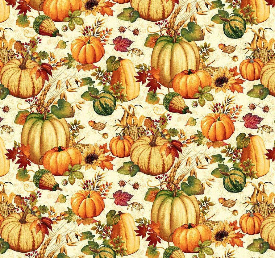Autumn Fields Pumpkins Cream by Art Loft for Studio E Fabrics