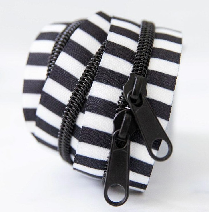 Black and White Striped Zipper, Black from Stitch Supply Co