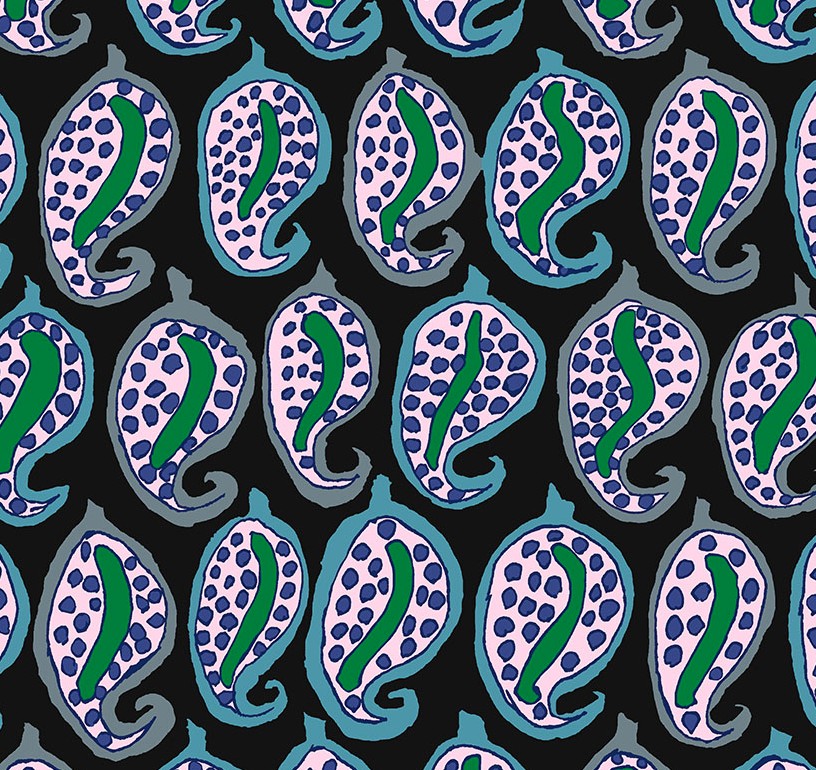 Kaffe Fassett Collective Pasha Paisley Black by Brandon Mably for Kaffe Fassett