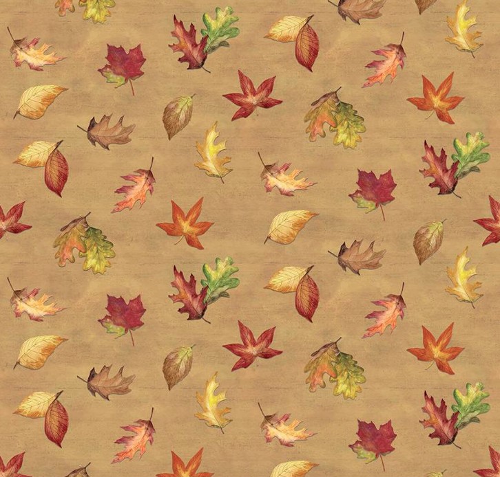 Covered Bridges in Fall Leaf Toss Gold by Tara Reed for Riley Blake Designs