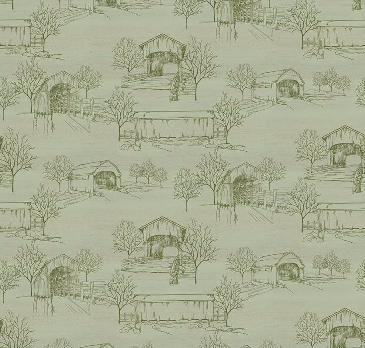 Covered Bridges in Fall Toile Sage by Tara Reed for Riley Blake Designs