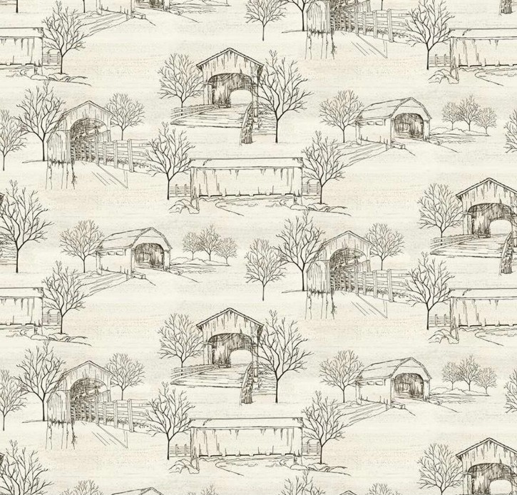 Covered Bridges in Fall Toile Cream by Tara Reed for Riley Blake Designs