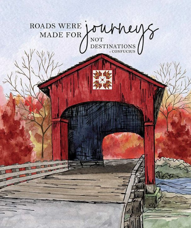 Covered Bridges in Fall Journeys Panel by Tara Reed for Riley Blake Designs