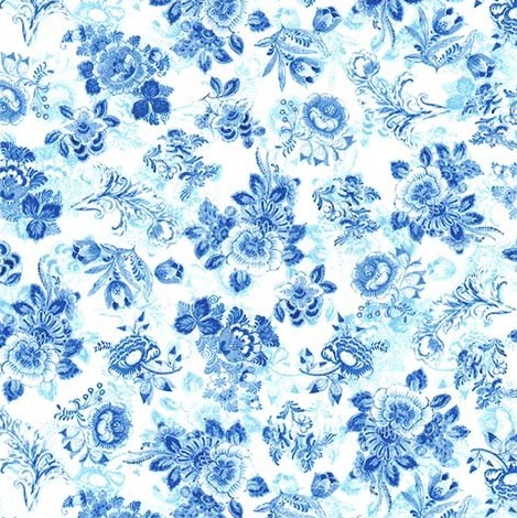 Spring in Delft Delft Floral Blue from Michael Miller Fabrics