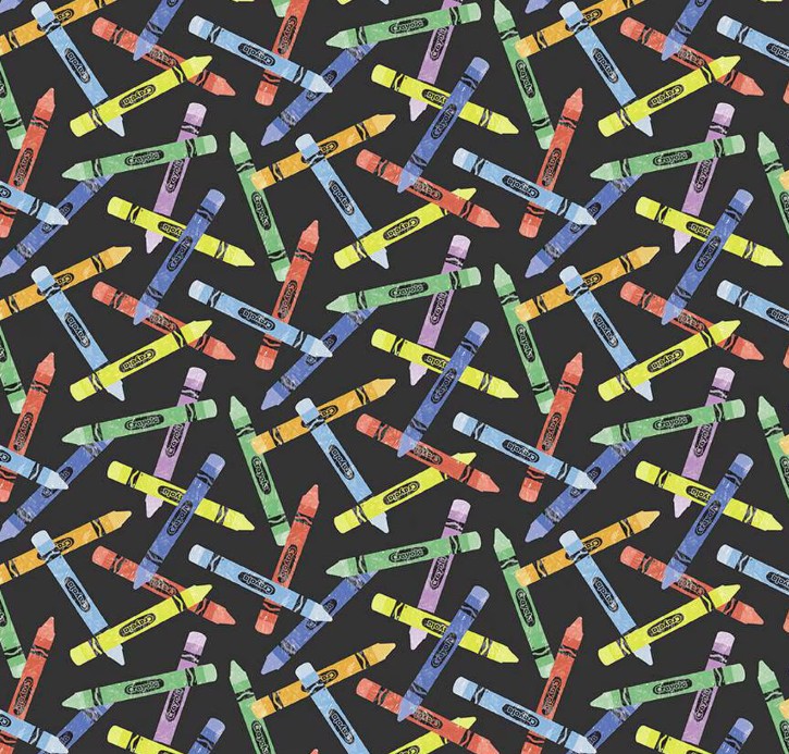 New Box of Crayons Crayon Toss Black from Riley Blake Designs