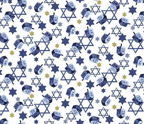 The Gift of Life Dreidels White by Victoria Borges for Studio E Fabrics