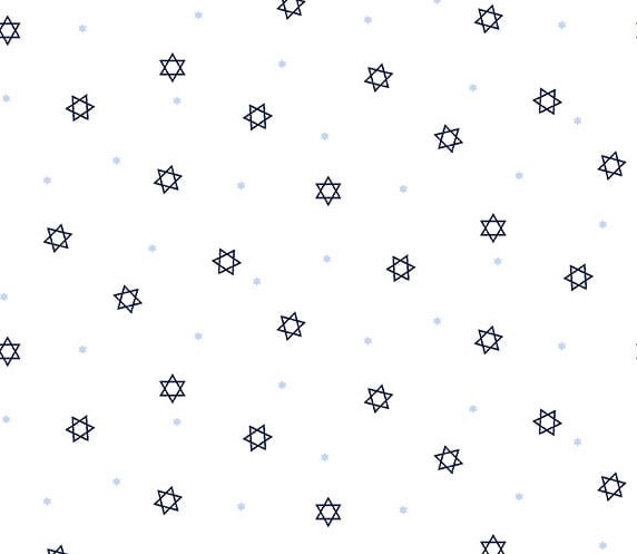 The Gift of Life Mini Star of David's White by Victoria Borges for Studio E Fabrics