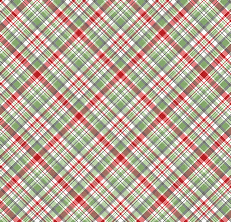 The Christmas Mouse Flannel Plaid White Multi by Sarah Summers for Northcott Fabrics