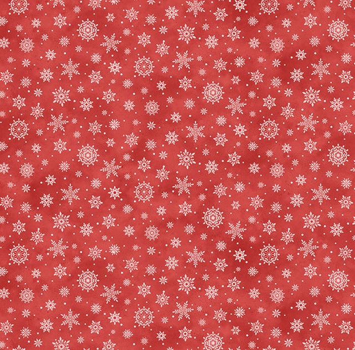 The Christmas Mouse Flannel Snowflake Red by Sarah Summers for Northcott Fabrics